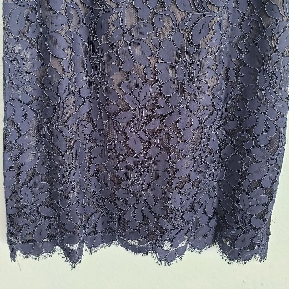 Eliza‎ J Navy High Neck Lace Sheath Dress - Picture 2 of 8